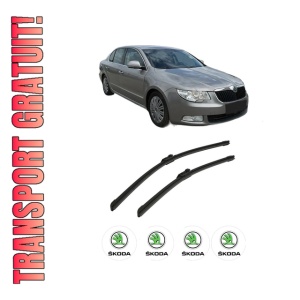 Set stergatoare auto SKODA SUPERB II (3T4) din 2008-2015, pentru parbriz auto, 2 bucati, Bosch Aerotwin, din cauciuc siliconat rezistent, 4 Stickere Auto SKODA