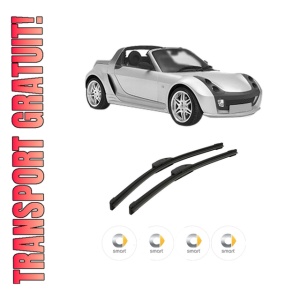 Set stergatoare auto SMART ROADSTER (452) din 2003-2005, pentru parbriz auto, 2 bucati, Bosch Aerotwin Retrofit, din cauciuc siliconat rezistent, 4 Stickere Auto SMART