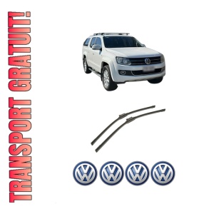 Set stergatoare auto Volkswagen AMAROK Platform/Chassis (S1B, S6B, S7B) din 2011-2022, pentru parbriz auto, 2 bucati, Bosch Aerotwin, din cauciuc siliconat rezistent, 4 Stickere Auto Volkswagen
