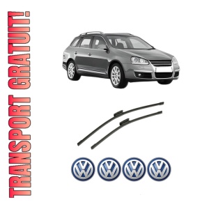 Set stergatoare auto Volkswagen GOLF V Variant (1K5) din 2007-2009, pentru parbriz auto, 2 bucati, Bosch Aerotwin Multi, din cauciuc siliconat rezistent, 4 Stickere Auto Volkswagen
