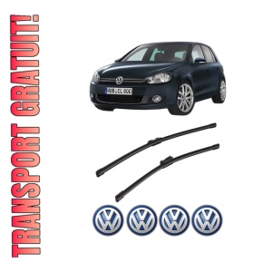 Set stergatoare auto Volkswagen GOLF VI Van (5K1) din 2008-2012, pentru parbriz auto, 2 bucati, Bosch Aerotwin, din cauciuc siliconat rezistent, 4 Stickere Auto Volkswagen