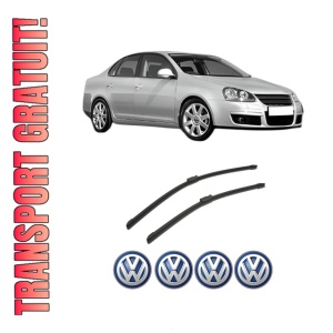 Set stergatoare auto Volkswagen JETTA III (1K2) din 2004-2010, pentru parbriz auto, 2 bucati, Bosch Aerotwin, din cauciuc siliconat rezistent, 4 Stickere Auto Volkswagen