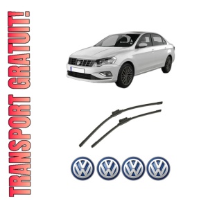 Set stergatoare auto Volkswagen JETTA IV (162, 163, AV3, AV2) din 2010-2018, pentru parbriz auto, 2 bucati, Bosch Aerotwin, din cauciuc siliconat rezistent, 4 Stickere Auto Volkswagen