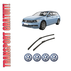 Set stergatoare auto Volkswagen PASSAT B8 Variant (3G5, CB5) din 2014-2024, pentru parbriz auto, 2 bucati, Bosch Aerotwin, din cauciuc siliconat rezistent, 4 Stickere Auto Volkswagen