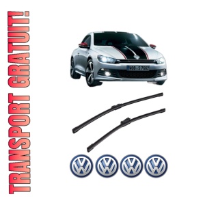 Set stergatoare auto Volkswagen SCIROCCO Van (137) din 2009-2014, pentru parbriz auto, 2 bucati, Bosch Aerotwin, din cauciuc siliconat rezistent, 4 Stickere Auto Volkswagen