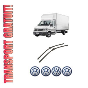 Set stergatoare auto Volkswagen TRANSPORTER T6 Van (SGA, SGH, SHA, SHH) din 2015-2024, pentru parbriz auto, 2 bucati, Bosch Aerotwin, din cauciuc siliconat rezistent, 4 Stickere Auto Volkswagen
