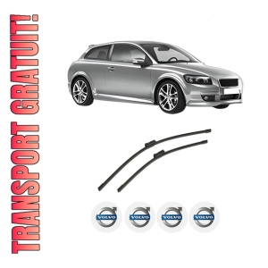 Set stergatoare auto VOLVO C30 (533) din 2006-2012, pentru parbriz auto, 2 bucati, Bosch Aerotwin, din cauciuc siliconat rezistent, 4 Stickere Auto VOLVO