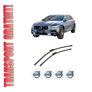 Set stergatoare auto VOLVO V90 II Cross Country (236) din 2016-2021, pentru parbriz auto, 2 bucati, Bosch Aerotwin, din cauciuc siliconat rezistent, 4 Stickere Auto VOLVO