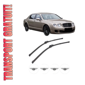 Set stergatoare BENTLEY CONTINENTAL FLYING SPUR (3W_) din 2005-2013, pentru parbriz auto, 2 bucati, Valeo Silencio, din cauciuc siliconat rezistent, 4 Stickere Auto BENTLEY