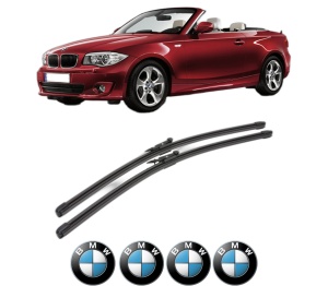 Set stergatoare BMW Seria 1 Convertible (E88) din 2007-2013, pentru parbriz auto, 2 bucati, Valeo Silencio Xtrm, din cauciuc siliconat rezistent, 4 Stickere Auto BMW Seria v40146