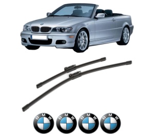 Set stergatoare BMW Seria 3 Convertible (E93) din 2006-2013, pentru parbriz auto, 2 bucati, Bosch Aerotwin, din cauciuc siliconat rezistent, 4 Stickere Auto BMW Seria v53421