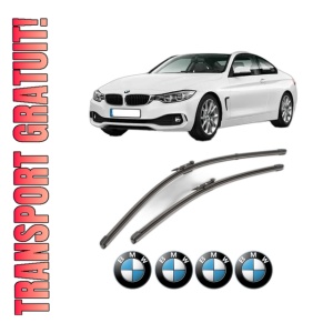Set stergatoare BMW Seria 4 Coupe (F32, F82) din 2013-2020, pentru parbriz auto, 2 bucati, Valeo Silencio Xtrm, din cauciuc siliconat rezistent, 4 Stickere Auto BMW Seria