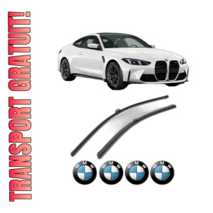 Set stergatoare BMW Seria 4 Coupe (G22, G82) din 2020-2024, pentru parbriz auto, 2 bucati, Bosch Aerotwin, din cauciuc siliconat rezistent, 4 Stickere Auto BMW Seria