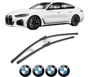 Set stergatoare BMW Seria 4 Gran Coupe (G26) din 2021-2024, pentru parbriz auto, 2 bucati, Valeo Silencio Xtrm, din cauciuc siliconat rezistent, 4 Stickere Auto BMW Seria v38766