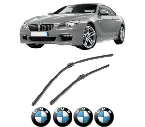 Set stergatoare BMW Seria 6 Coupe (F13) din 2011-2017, pentru parbriz auto, 2 bucati, Valeo Silencio, din cauciuc siliconat rezistent, 4 Stickere Auto BMW Seria v36186