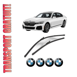 Set stergatoare BMW Seria 7 (G70) din 2022-2023, pentru parbriz auto, 2 bucati, Valeo Silencio Xtrm, din cauciuc siliconat rezistent, 4 Stickere Auto BMW Seria