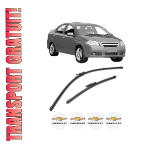 Set stergatoare CHEVROLET AVEO / KALOS Saloon (T250, T255) din 2005-2013, pentru parbriz auto, 2 bucati, Valeo Silencio Xtrm, din cauciuc siliconat rezistent, 4 Stickere Auto CHEVROLET