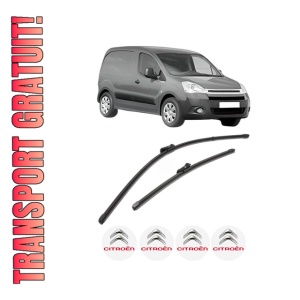 Set stergatoare CITROEN BERLINGO Box Body/MPV (B9) din 2008-2021, pentru parbriz auto, 2 bucati, Valeo Silencio Xtrm, din cauciuc siliconat rezistent, 4 Stickere Auto CITROEN