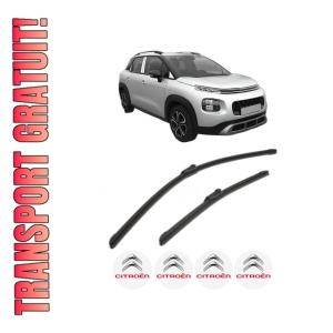 Set stergatoare CITROEN C3 AIRCROSS II (2R_, 2C_) din 2017-2020, pentru parbriz auto, 2 bucati, Bosch Aerotwin, din cauciuc siliconat rezistent, 4 Stickere Auto CITROEN