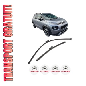 Set stergatoare CITROEN C3 AIRCROSS II Van (2C_, 2R_) din 2019, pentru parbriz auto, 2 bucati, Valeo Silencio Xtrm, din cauciuc siliconat rezistent, 4 Stickere Auto CITROEN