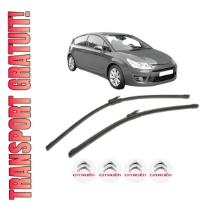 Set stergatoare CITROEN C4 Coupe (LA_) din 2004-2011, pentru parbriz auto, 2 bucati, Bosch Aerotwin, din cauciuc siliconat rezistent, 4 Stickere Auto CITROEN
