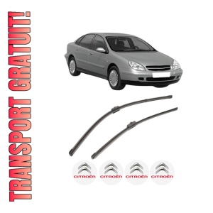 Set stergatoare CITROEN C5 I (DC_) din 2001-2004, pentru parbriz auto, 2 bucati, Valeo Silencio Xtrm, din cauciuc siliconat rezistent, 4 Stickere Auto CITROEN