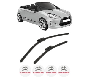 Set stergatoare CITROEN DS3 Convertible din 2013-2015, pentru parbriz auto, 2 bucati, Bosch Aerotwin, din cauciuc siliconat rezistent, 4 Stickere Auto CITROEN v56061