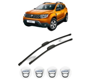 Set stergatoare DACIA DUSTER SUV Van din 2011-2018, pentru parbriz auto, 2 bucati, Bosch Aerotwin Retrofit, din cauciuc siliconat rezistent, 4 Stickere Auto DACIA v45581