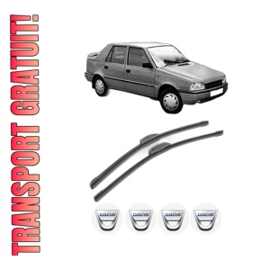 Set stergatoare DACIA SUPERNOVA din 2000-2003, pentru parbriz auto, 2 bucati, Bosch Aerotwin Retrofit, din cauciuc siliconat rezistent, 4 Stickere Auto DACIA