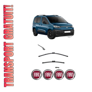 Set stergatoare FIAT DOBLO MPV (510_, 511_, 360_, 361_) din 2022-2023, pentru parbriz auto, 2 bucati, Valeo Silencio, din cauciuc siliconat rezistent, 4 Stickere Auto FIAT