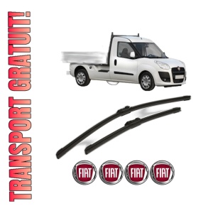 Set stergatoare FIAT DOBLO Platform/Chassis (263_) din 2010-2023, pentru parbriz auto, 2 bucati, Bosch Aerotwin, din cauciuc siliconat rezistent, 4 Stickere Auto FIAT