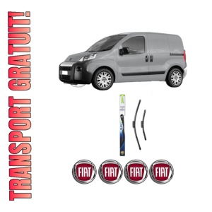 Set stergatoare FIAT FIORINO Box Body/MPV (225_) din 2007-2015, pentru parbriz auto, 2 bucati, Valeo Silencio Xtrm, din cauciuc siliconat rezistent, 4 Stickere Auto FIAT
