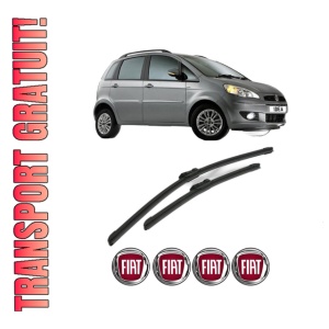 Set stergatoare FIAT IDEA (350_) din 2003-2010, pentru parbriz auto, 2 bucati, Bosch Aerotwin, din cauciuc siliconat rezistent, 4 Stickere Auto FIAT
