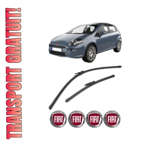 Set stergatoare FIAT PUNTO Hatchback Van (199_) din 2008-2012, pentru parbriz auto, 2 bucati, Valeo Silencio Xtrm, din cauciuc siliconat rezistent, 4 Stickere Auto FIAT