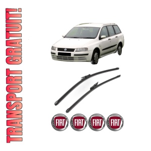 Set stergatoare FIAT STILO Multi Wagon (192_) din 2003-2008, pentru parbriz auto, 2 bucati, Valeo Silencio Xtrm, din cauciuc siliconat rezistent, 4 Stickere Auto FIAT