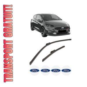 Set stergatoare FORD FIESTA VII (HJ, HF) din 2017-2022, pentru parbriz auto, 2 bucati, Bosch Aerotwin, din cauciuc siliconat rezistent, 4 Stickere Auto FORD - Img 1