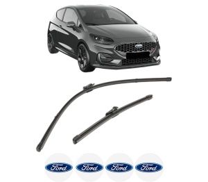 Set stergatoare FORD FIESTA VII (HJ, HF) din 2017-2022, pentru parbriz auto, 2 bucati, Valeo Silencio, din cauciuc siliconat rezistent, 4 Stickere Auto FORD v34926