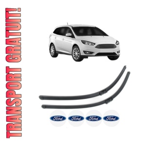 Set stergatoare FORD FOCUS III Estate Van din 2012-2020, pentru parbriz auto, 2 bucati, Bosch Aerotwin, din cauciuc siliconat rezistent, 4 Stickere Auto FORD