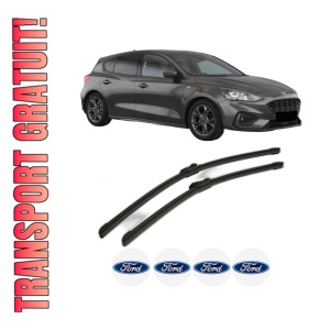 Set stergatoare FORD FOCUS IV (HN) din 2018-2022, pentru parbriz auto, 2 bucati, Bosch Aerotwin, din cauciuc siliconat rezistent, 4 Stickere Auto FORD