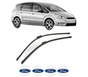 Set stergatoare FORD S-MAX (WA6) din 2006-2014, pentru parbriz auto, 2 bucati, Bosch Aerotwin, din cauciuc siliconat rezistent, 4 Stickere Auto FORD v55941