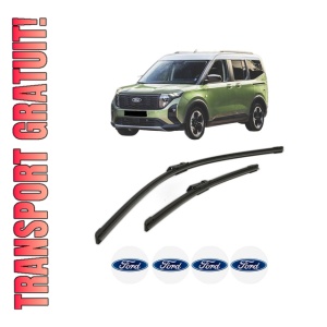 Set stergatoare FORD TOURNEO COURIER V769 MPV (N1P) din 2023, pentru parbriz auto, 2 bucati, Bosch Aerotwin, din cauciuc siliconat rezistent, 4 Stickere Auto FORD