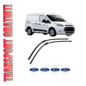Set stergatoare FORD TRANSIT CONNECT MPV din 2013-2018, pentru parbriz auto, 2 bucati, Valeo Silencio, din cauciuc siliconat rezistent, 4 Stickere Auto FORD - Img 1