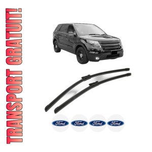 Set stergatoare FORD USA EXPLORER (U5_) din 2010-2014, pentru parbriz auto, 2 bucati, Bosch Aerotwin, din cauciuc siliconat rezistent, 4 Stickere Auto FORD USA