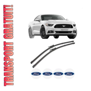 Set stergatoare FORD USA MUSTANG Coupe din 2004-2024, pentru parbriz auto, 2 bucati, Valeo Silencio Xtrm, din cauciuc siliconat rezistent, 4 Stickere Auto FORD USA - Img 1