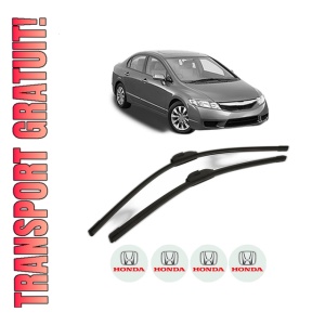 Set stergatoare HONDA CIVIC IX Saloon (FB) din 2011-2013, pentru parbriz auto, 2 bucati, Bosch Aerotwin, din cauciuc siliconat rezistent, 4 Stickere Auto HONDA