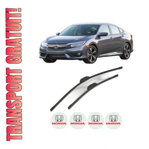 Set stergatoare HONDA CIVIC X Hatchback (FC_, FK_) din 2017-2022, pentru parbriz auto, 2 bucati, Bosch Aerotwin Retrofit, din cauciuc siliconat rezistent, 4 Stickere Auto HONDA