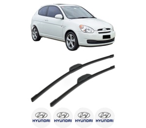 Set stergatoare HYUNDAI ACCENT III (MC) din 2005, pentru parbriz auto, 2 bucati, Bosch Aerotwin Retrofit, din cauciuc siliconat rezistent, 4 Stickere Auto HYUNDAI v42851