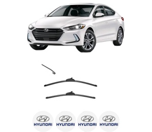 Set stergatoare HYUNDAI ELANTRA VI Saloon (AD, ADA) din 2015-2020, pentru parbriz auto, 2 bucati, Valeo Silencio, din cauciuc siliconat rezistent, 4 Stickere Auto HYUNDAI v34566