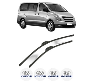 Set stergatoare HYUNDAI H-1 / STAREX Bus (A1) din 1997-2004, pentru parbriz auto, 2 bucati, Bosch Aerotwin Retrofit, din cauciuc siliconat rezistent, 4 Stickere Auto HYUNDAI v52516