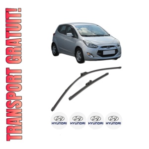 Set stergatoare HYUNDAI ix20 (JC) din 2010-2019, pentru parbriz auto, 2 bucati, Valeo Silencio Xtrm, din cauciuc siliconat rezistent, 4 Stickere Auto HYUNDAI